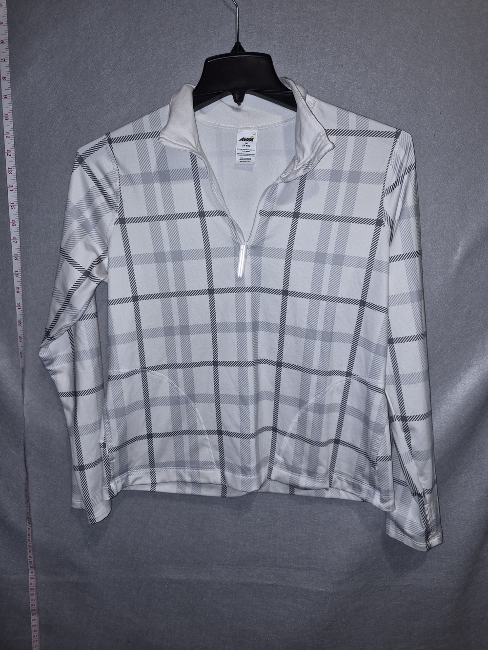 AVIA Plaid Quarter-Zip Pullover – Women’s Medium 8–10